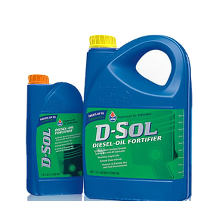 D-SOL diesel engine oil fortifier, gallon and quart
