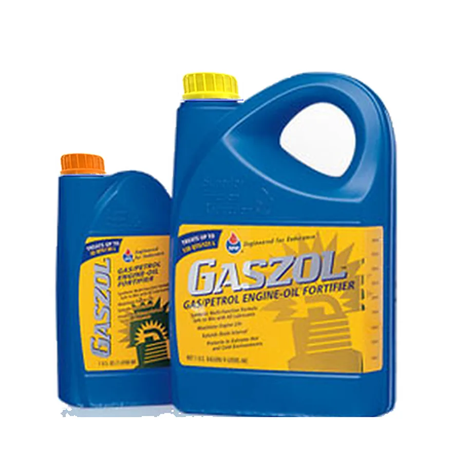 GASZOL gasoline engine oil fortifier, gallon and quart